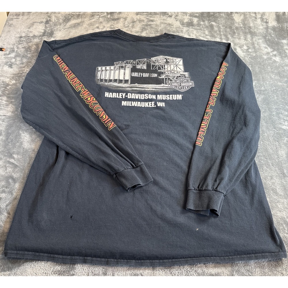 VTG Harley-Davidson Museum Milwaukee WI Black Long Sleeve T-Shirt Size 2XL - Picture 7 of 9